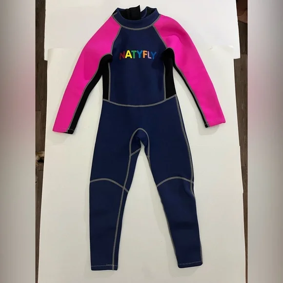 Natyfly Neoprene Wetsuit Size Youth Large Pink / Navy - Picture 2 of 5